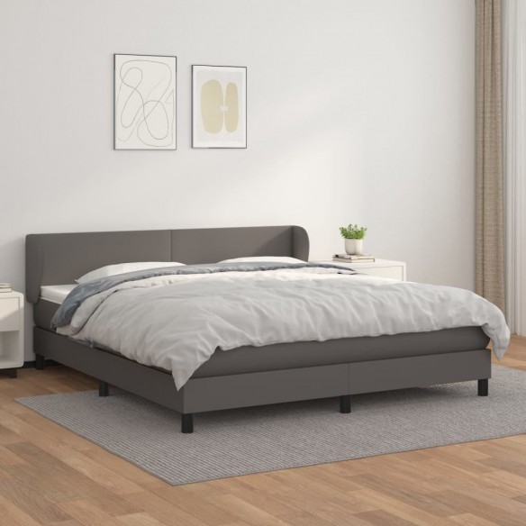 Cadre de lit avec matelas Gris 160x200 cm Similicuir