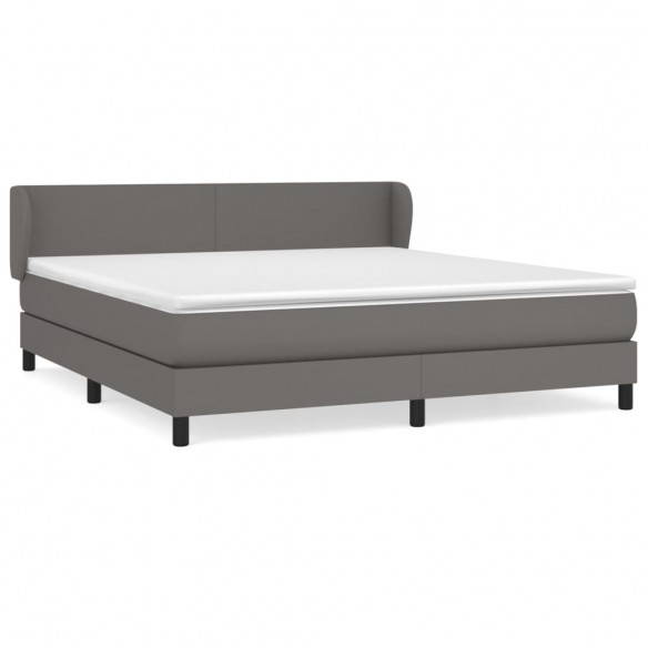 Cadre de lit avec matelas Gris 160x200 cm Similicuir