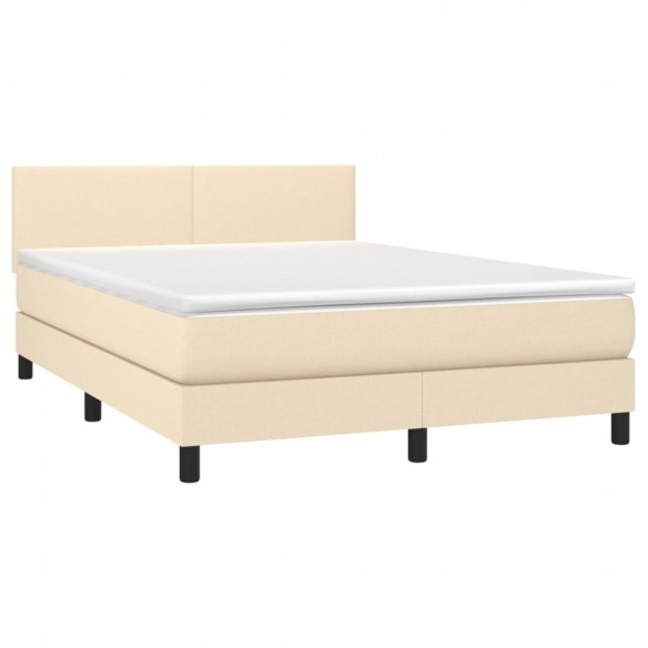 Cadre de lit avec matelas Crème 140x200 cm Tissu