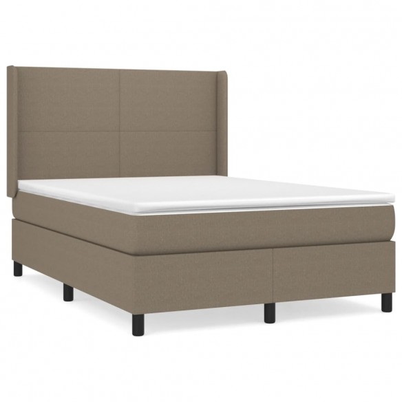 Cadre de lit avec matelas Taupe 140x190 cm Tissu