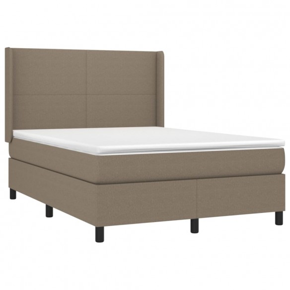 Cadre de lit avec matelas Taupe 140x190 cm Tissu