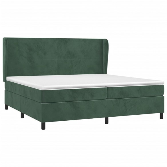 Cadre de lit et matelas Vert foncé 200x200cm Velours