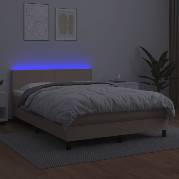 Cadre de lit avec matelas LED Cappuccino 140x190 cm