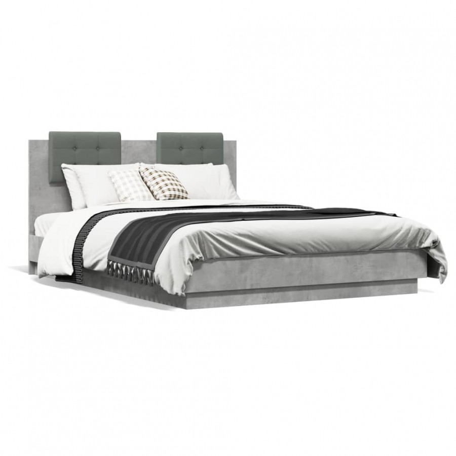 Cadre de lit avec tête de lit gris...