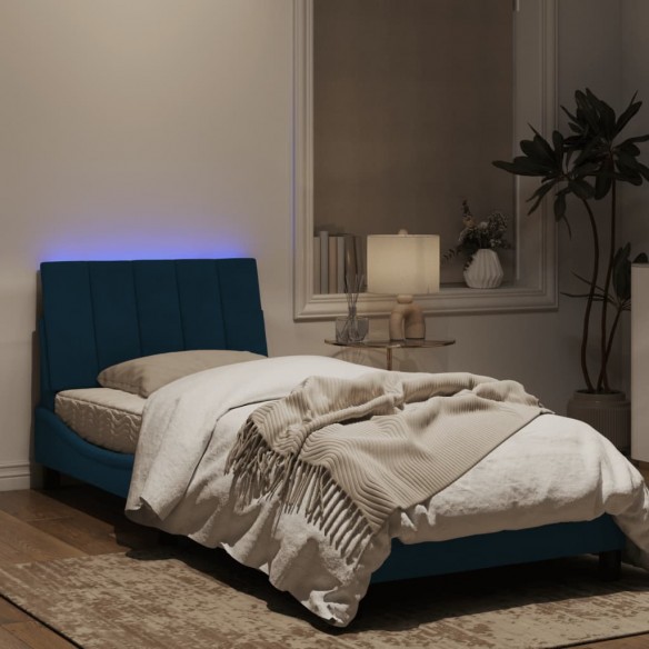 Cadre de lit avec lumières LED bleu 80x200 cm velours