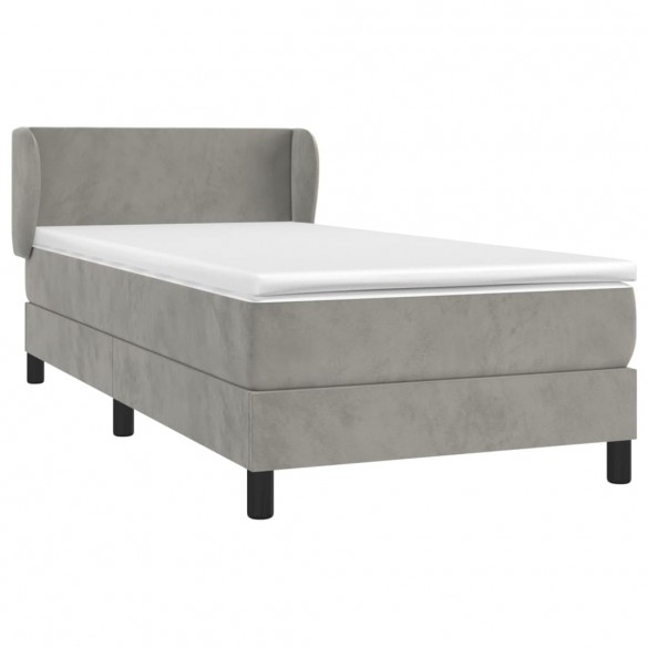 Cadre de lit et matelas Gris clair 90x200 cm Velours