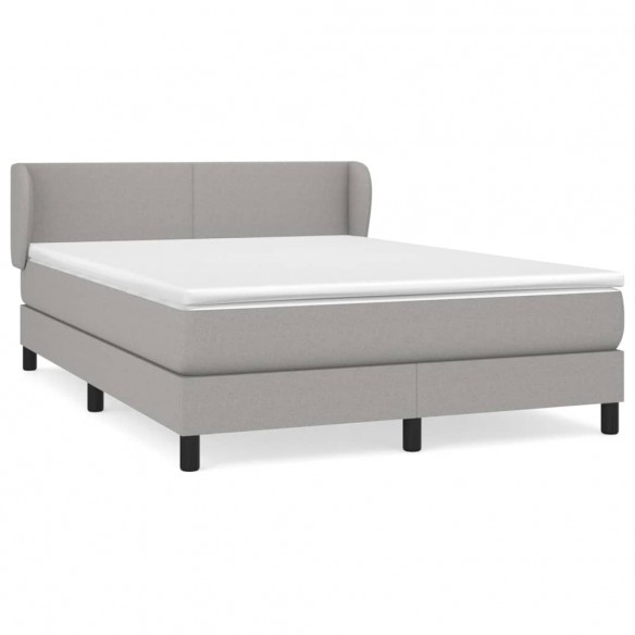 Cadre de lit avec matelas Gris clair 140x190cm Tissu