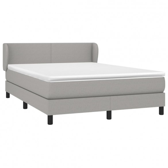 Cadre de lit avec matelas Gris clair 140x190cm Tissu