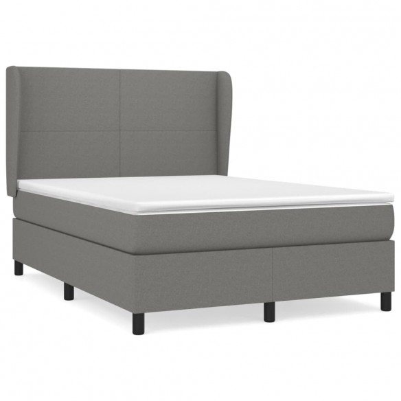 Cadre de lit avec matelas Gris foncé 140x200cm Tissu