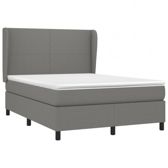 Cadre de lit avec matelas Gris foncé 140x200cm Tissu