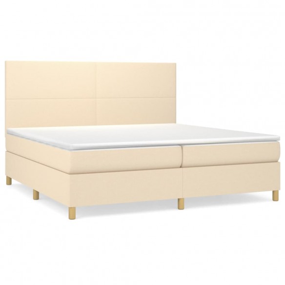 Cadre de lit avec matelas Crème 200x200 cm Tissu