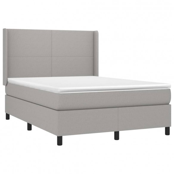 Cadre de lit et matelas et LED Gris clair 140x190 cm