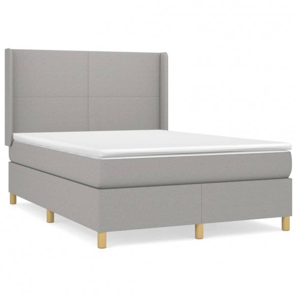 Cadre de lit avec matelas Gris clair 140x200cm Tissu