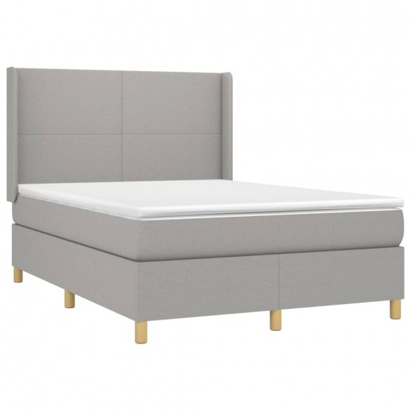 Cadre de lit avec matelas Gris clair 140x200cm Tissu