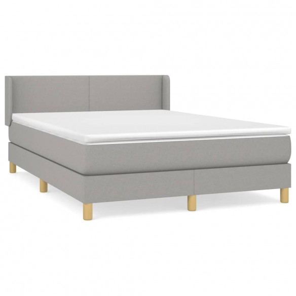 Cadre de lit avec matelas Gris clair 140x190cm Tissu