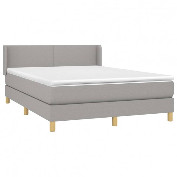 Cadre de lit avec matelas Gris clair 140x190cm Tissu