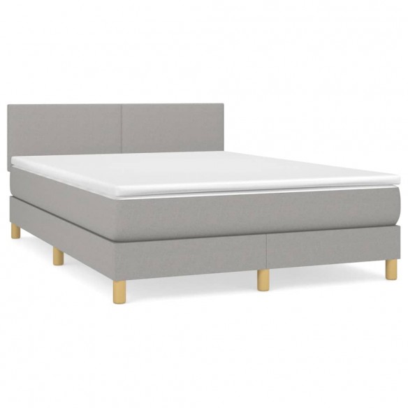 Cadre de lit avec matelas Gris clair 140x190cm Tissu