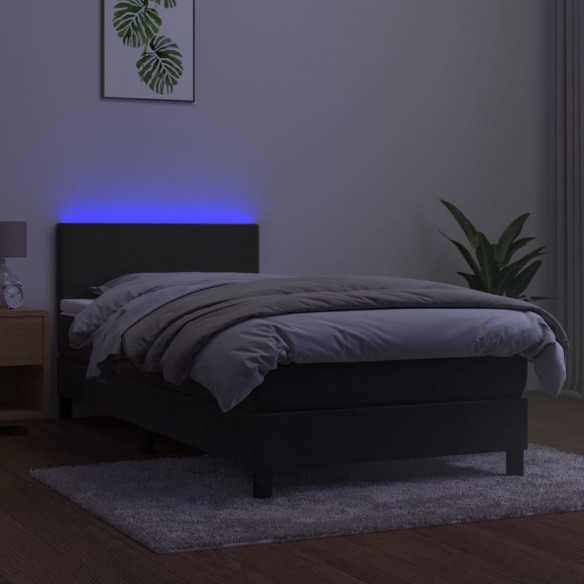 Cadre de lit avec matelas et LED Gris foncé 80x200cm