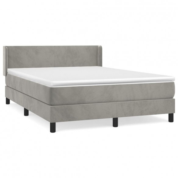 Cadre de lit et matelas Gris clair 140x190cm Velours