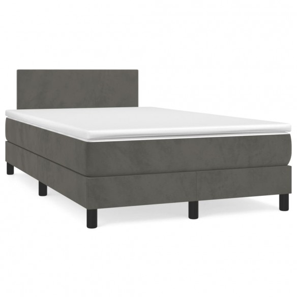 Cadre de lit et matelas Gris foncé 120x200cm Velours