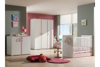 Armoire à 3 portes coloris blanc et rose pour enfant