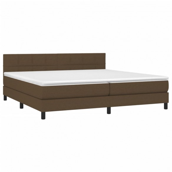 Cadre de lit matelas et LED Marron foncé 200x200 cm