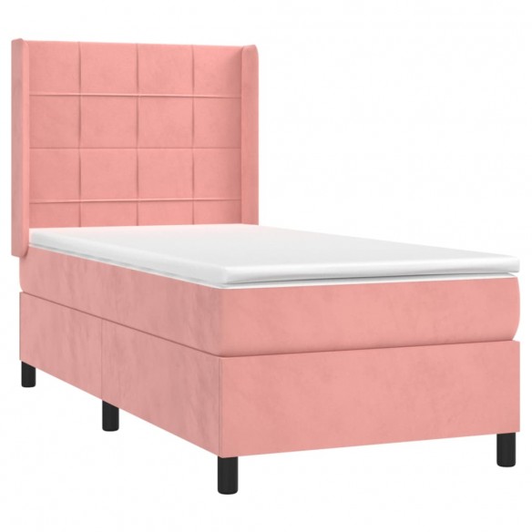 Cadre de lit matelas et LED Rose 90x200 cm Velours