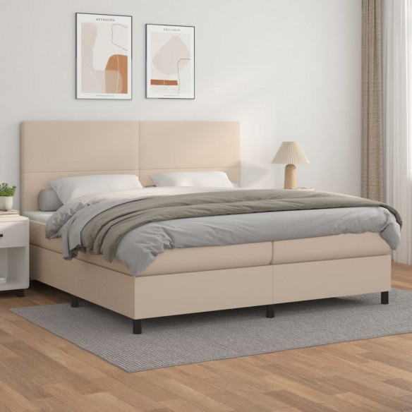 Cadre de lit avec matelas Cappuccino 200x200 cm