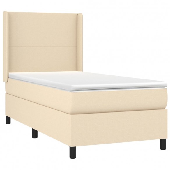 Cadre de lit matelas et LED Crème 80x200cm Tissu