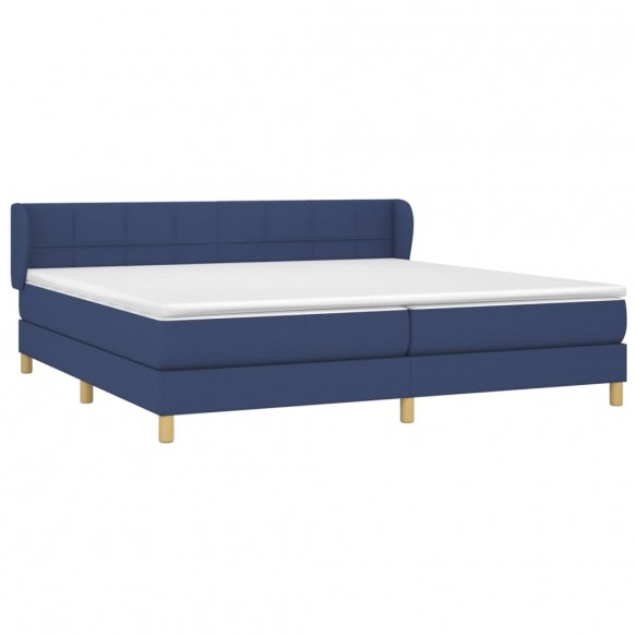 Cadre de lit avec matelas Bleu 200x200 cm Tissu