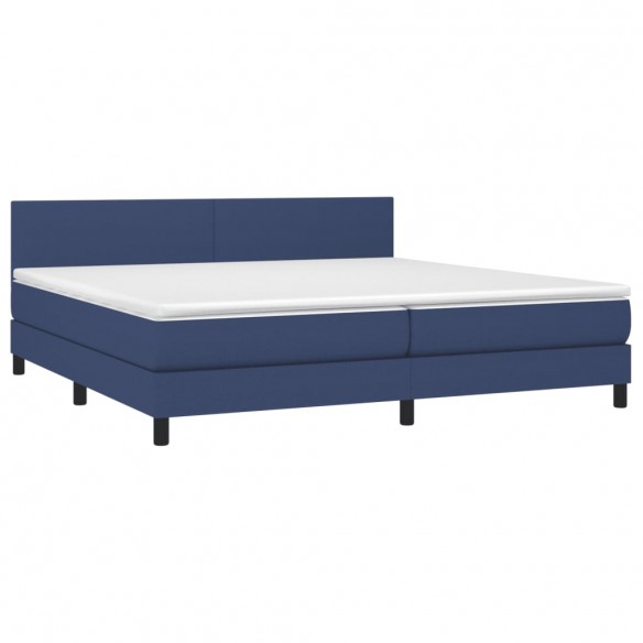 Cadre de lit avec matelas Bleu 200x200 cm Tissu