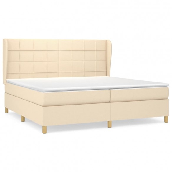 Cadre de lit avec matelas Crème 200x200 cm Tissu