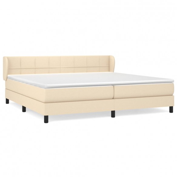 Cadre de lit avec matelas Crème 200x200 cm Tissu