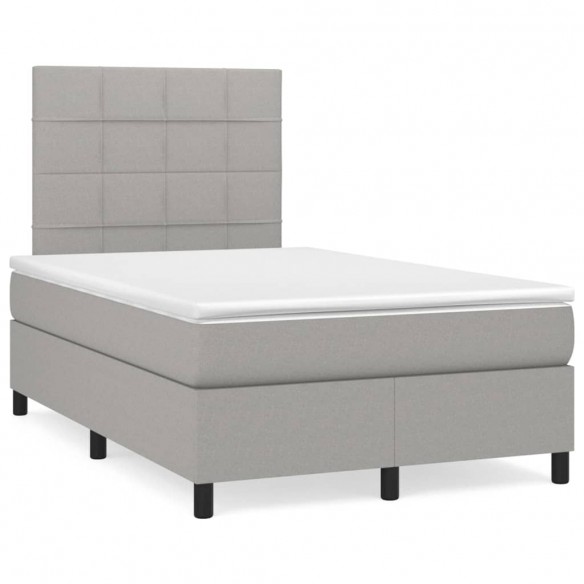 Cadre de lit avec matelas Gris clair 120x200cm Tissu