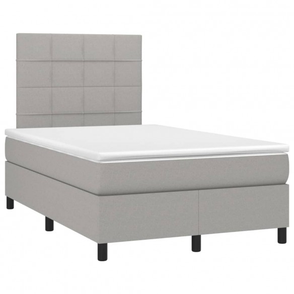 Cadre de lit avec matelas Gris clair 120x200cm Tissu