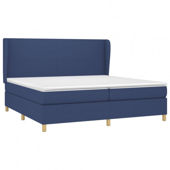 Cadre de lit avec matelas Bleu 200x200 cm Tissu