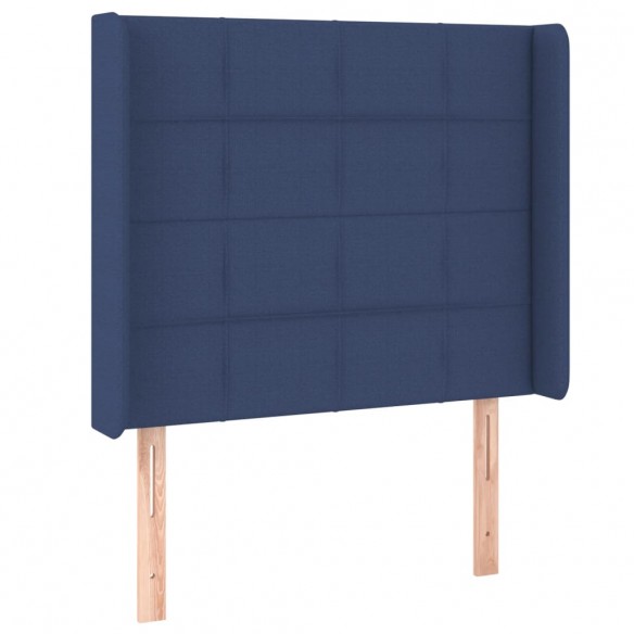 Cadre de lit matelas et LED Bleu 90x200 cm Tissu