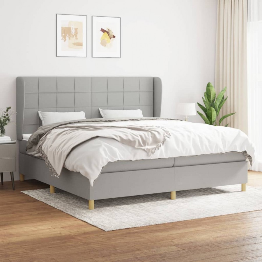 Cadre de lit avec matelas Gris clair 200x200cm Tissu