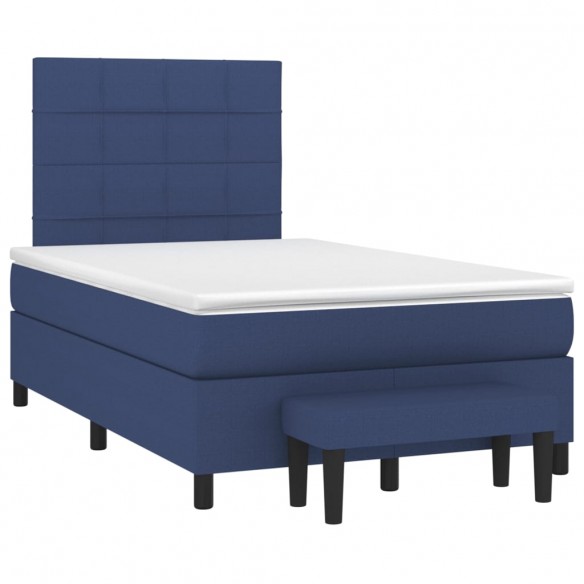 Cadre de lit avec matelas Bleu 120x200 cm Tissu