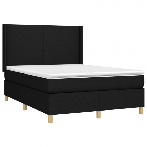 Cadre de lit avec matelas Noir 140x190 cm Tissu