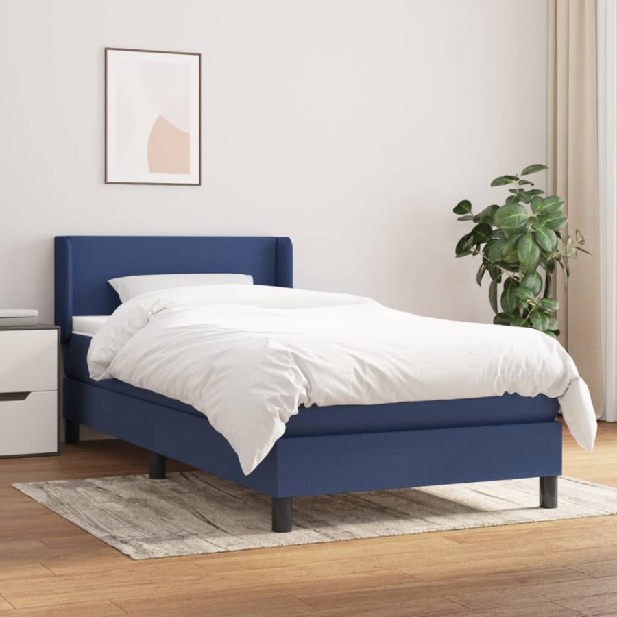 Cadre de lit avec matelas Bleu 90x200...