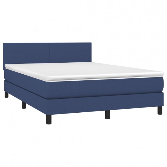 Cadre de lit avec matelas Bleu 140x190 cm Tissu