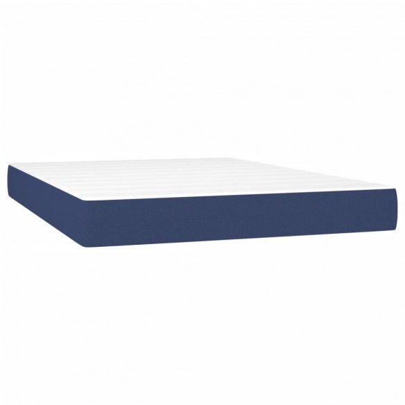 Cadre de lit avec matelas Bleu 140x200 cm Tissu