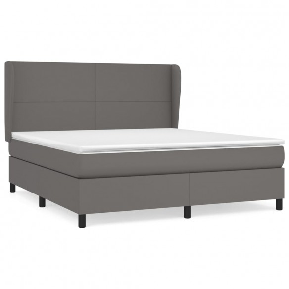 Cadre de lit avec matelas Gris 160x200 cm Similicuir