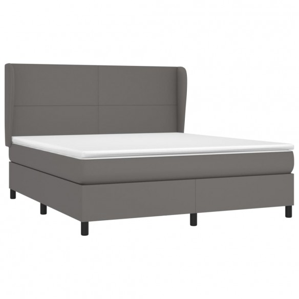 Cadre de lit avec matelas Gris 160x200 cm Similicuir