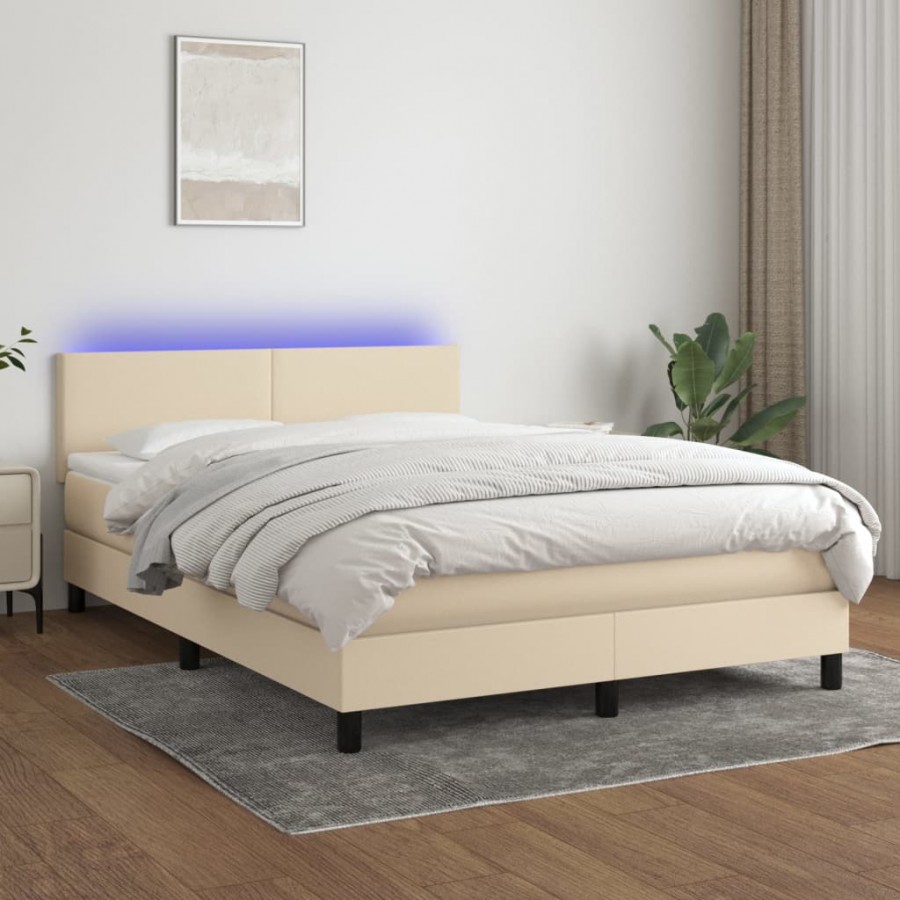 Cadre de lit avec matelas LED Crème...