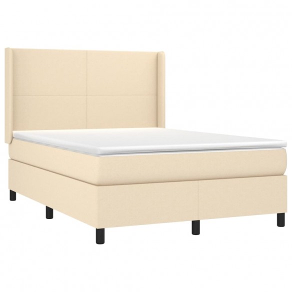 Cadre de lit matelas et LED Crème 140x190 cm Tissu