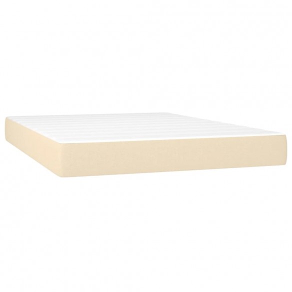 Cadre de lit matelas et LED Crème 140x190 cm Tissu