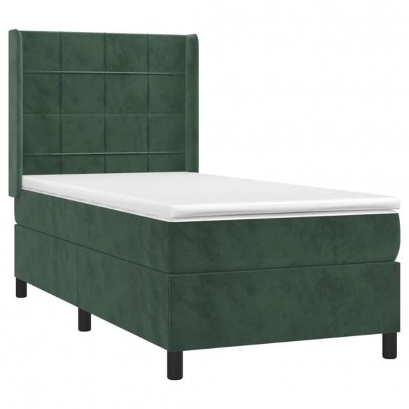 Cadre de lit matelas LED Vert foncé 90x190cm Velours