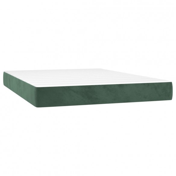 Cadre de lit et matelas Vert foncé 140x200cm Velours